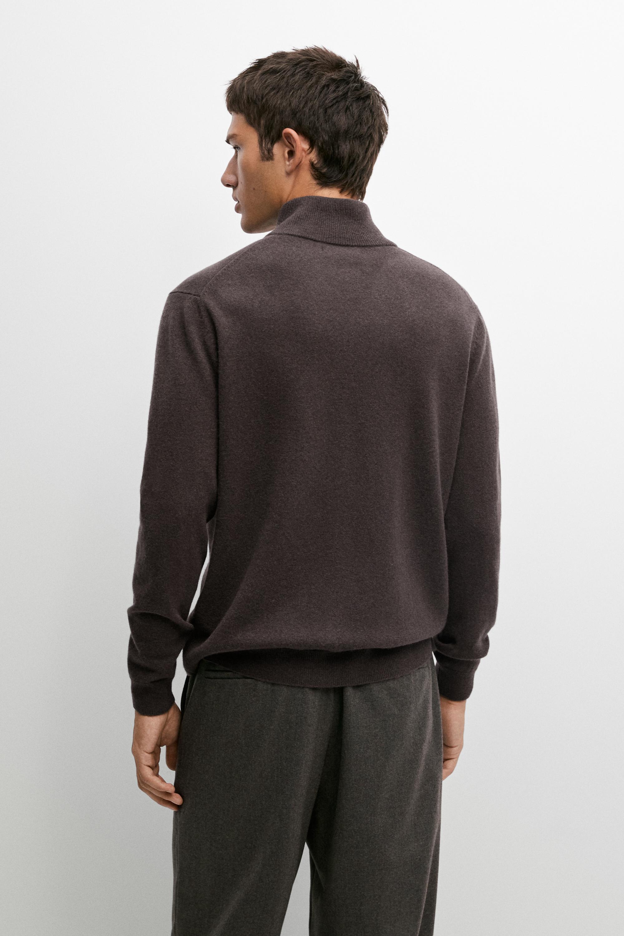 Wool blend zip-detail cardigan